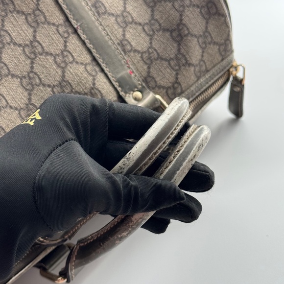 Gucci Monogram Canvas Boston Bag with Leather Trim - Picture 4 of 13